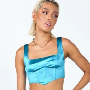 Princess Polly blue satin corset top Size 8